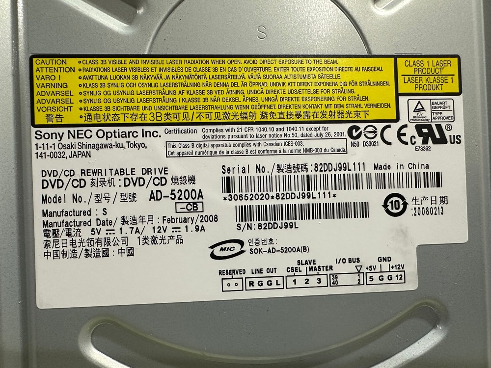 AD-5200A Sony NEC Optiarc IDE DVD/CD Rewritable drive