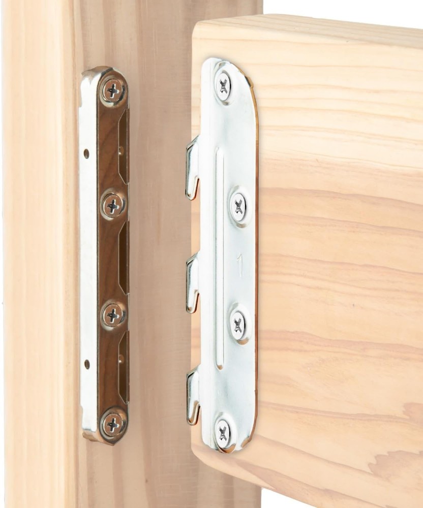 POWERTEC Surface Mounted Bed Rail Brackets 4PK, Bed Frame Hardware w/ Mounting S