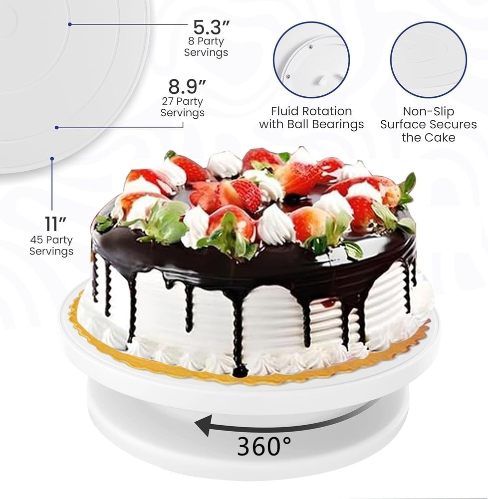 DIY Cake Decorating Kit Baking with 4 Springform Pans Rotating Turntable 540PCS
