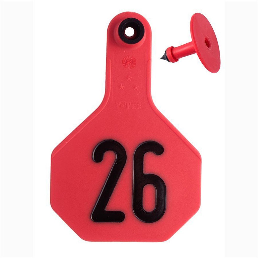 YTex 3 Star Medium Red Cattle ID Ear Tags Numbered 101-125