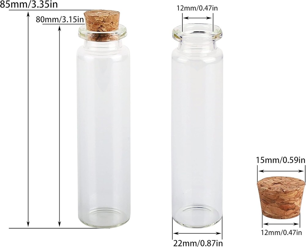 Small Glass Bottles with Cork Stoppers 20ml