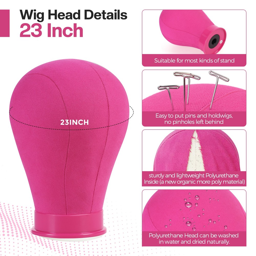 23 Inch Canvas Mannequin Head With Stand For DIY Wig Making Training Display