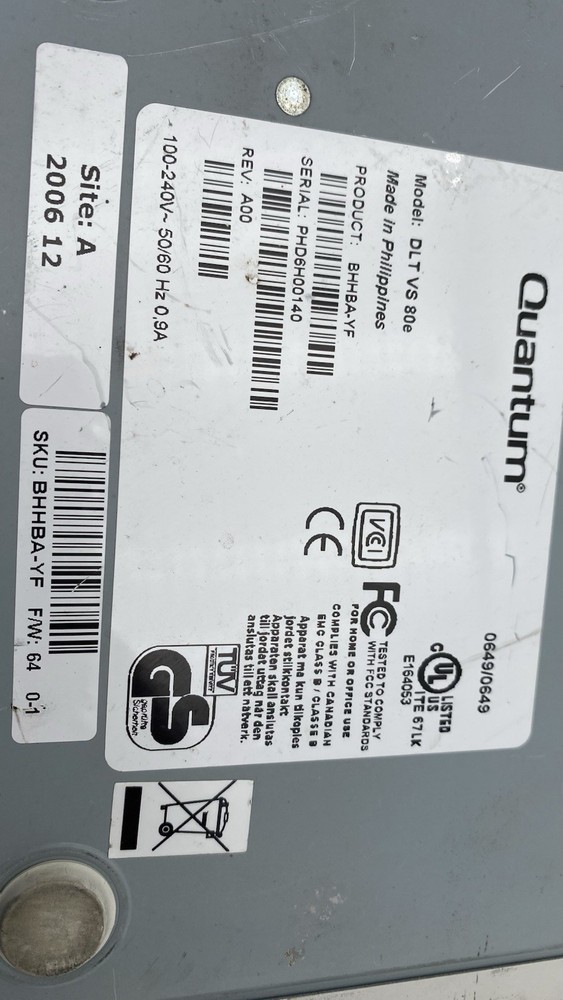 QUANTUM DLT VS80e TAPE DRIVE BHHBA-YF