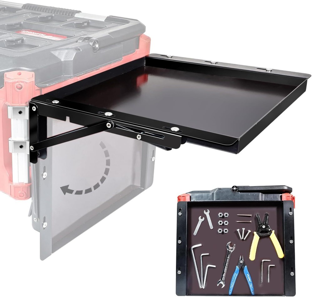 Folding Table Fits for Milwaukee Packout Toolbox,Powerful Magnetic Tool Tray Sid