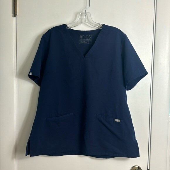 Figs Casma Three-Pocket Scrub Top Navy Blue Size Large