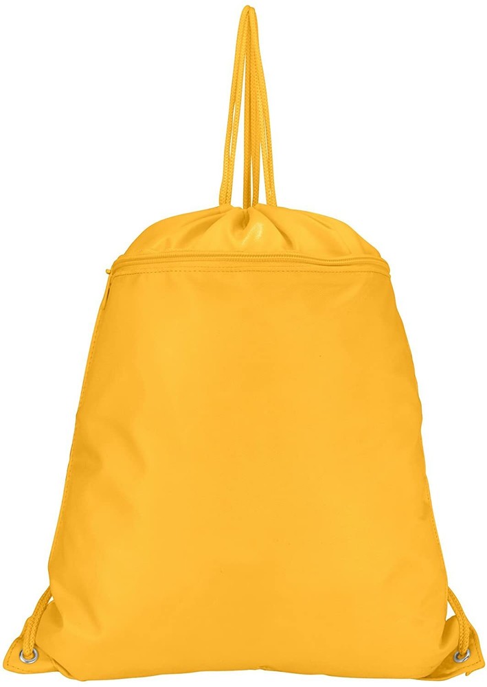 DALIX Drawstring Backpack Tote Sock Sack Pack with Zipper Front Pocket in Yellow
