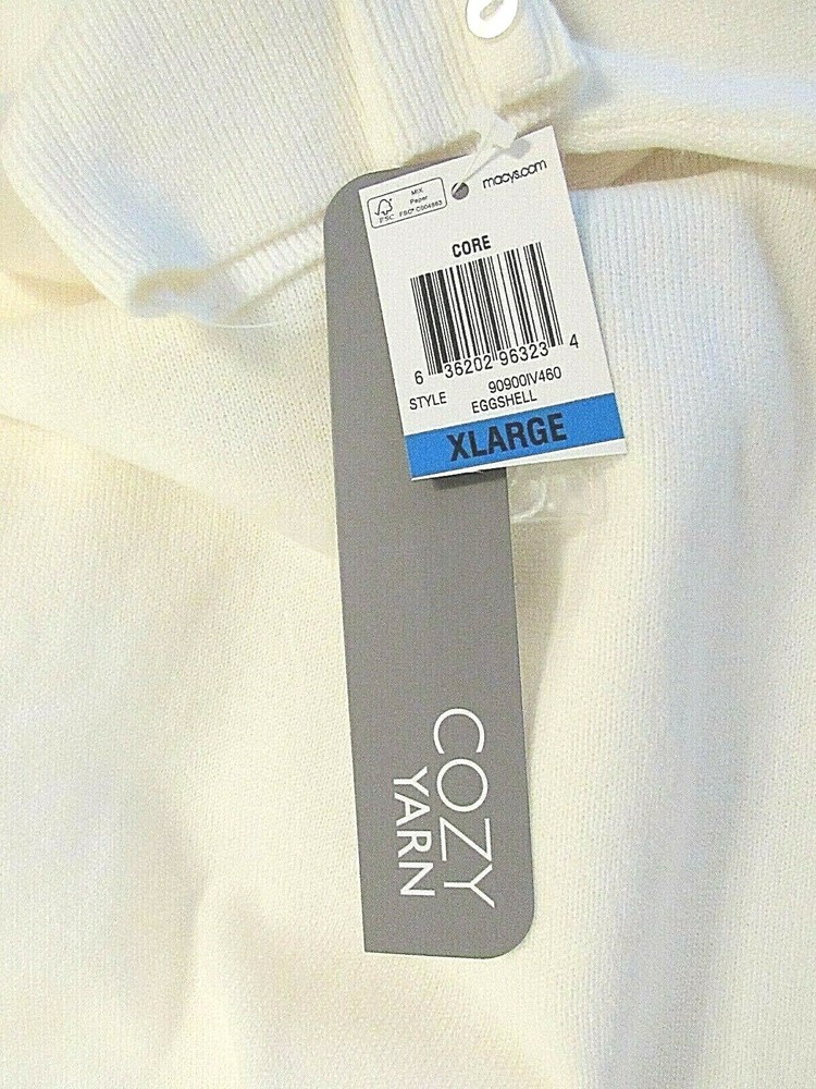 JM Collection Size XL Beige Ribbed Trim Soft Pullover Sweater