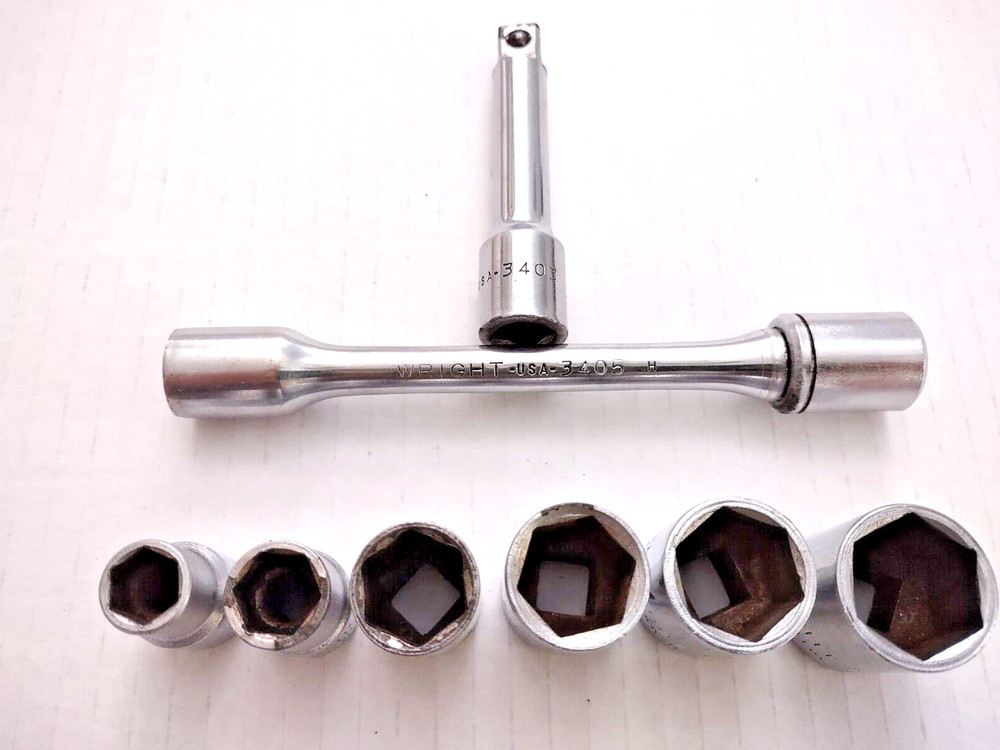 Wright Tool Forge Co Socket Set Extensions Standard 3/8 - 3/4 9 pc Vintage USA