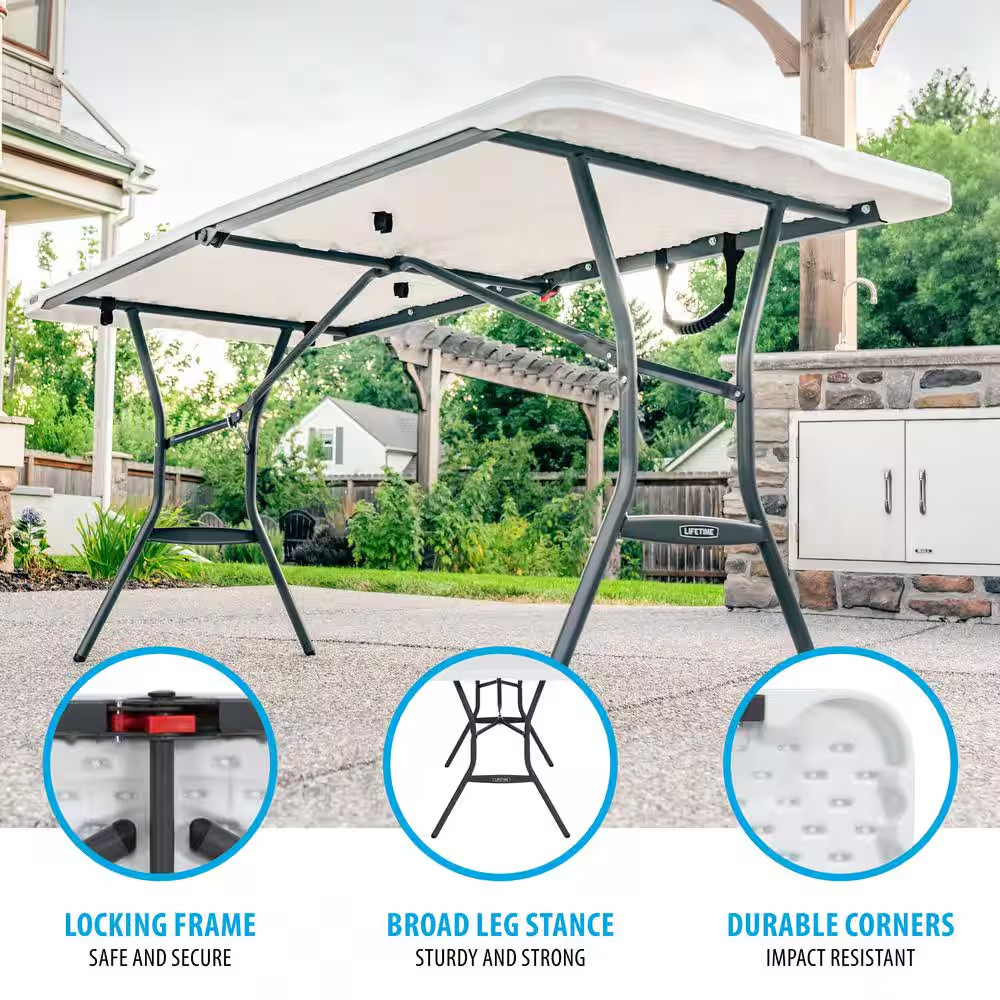 6 Ft. White Plastic Fold-In-Half Table (Light Commercial)