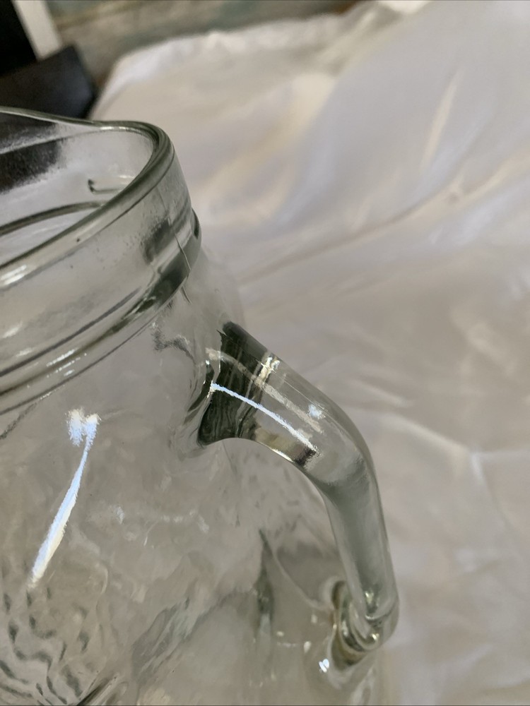 Vintage Refrigerator Juice Pitcher Diamond Pattern Glass 9 Inch Marked 14