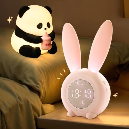 Cute Panda LED Night Light, Dimmable Squishy Night Lamp, Panda + Rabbit
