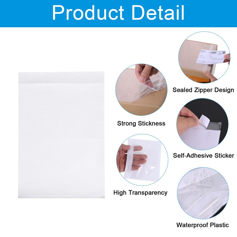 6x8.6" Clear Packing List Envelope, 50 Pcs Side Loading Invoice Pouch Sleeves