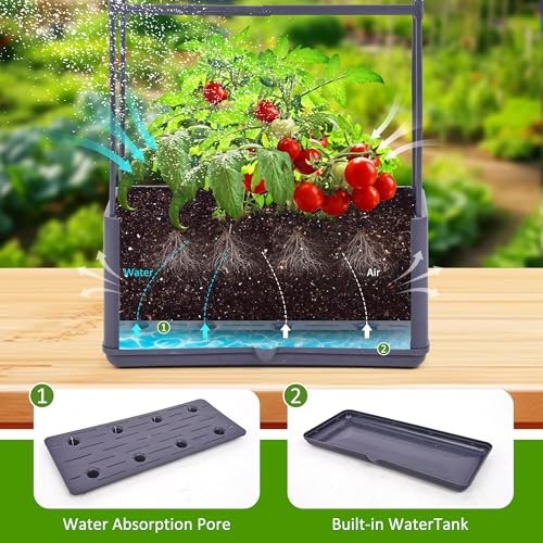 GENMOUS 2 Pack Raised Garden Bed, 4 Tier Rectangular Tomato Planter Box with