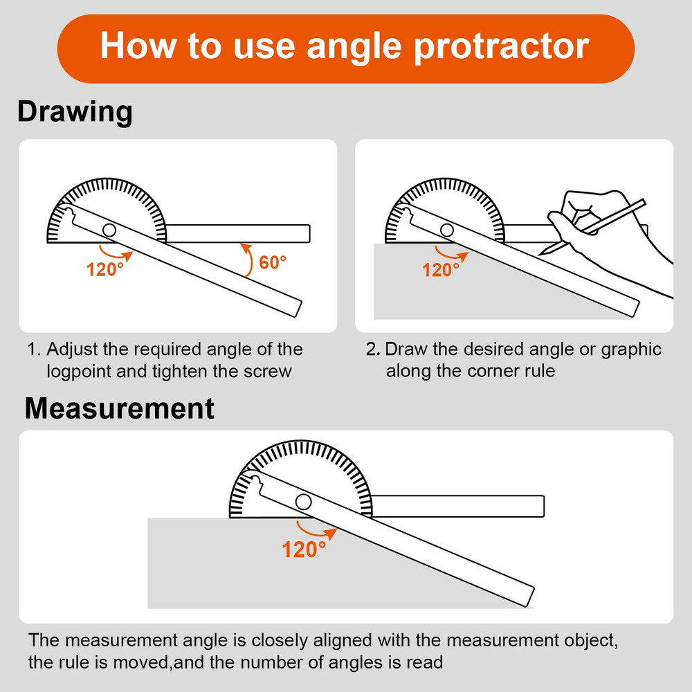 Angle Protractor Angle Finder Ruler Two Arm Stainless Steel Protractor