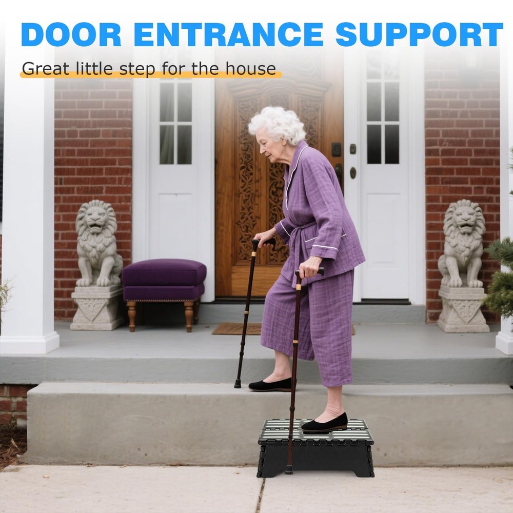 5" H Folding Step Stool for Adults & Elderly, 1 Pcs Lightweight Foldable Step...