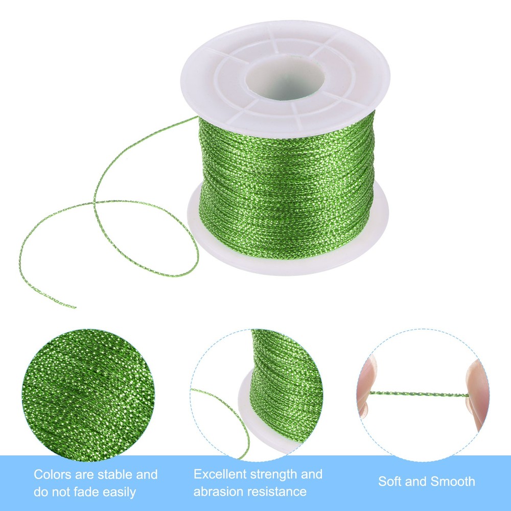 Metallic Cord 1mm 109 Yards Tinsel Rope Thread String, Green