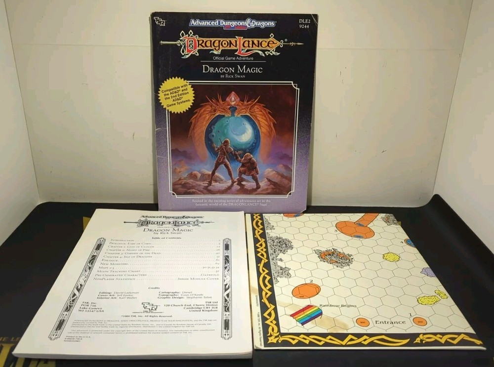 TSR Dragonlance DLE2 Dragon Magic 9244 Advanced Dungeons & Dragons With Map