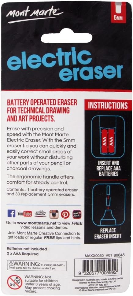 Mont Marte Electric Eraser, Includes 30 Eraser Refills. Original Version