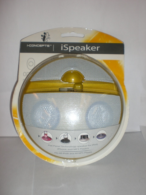 i-CONCEPTS SPEAKER YELLOW FLAT PANEL TECHNOLOGY SPEAKER FOR iPOD, iPHONE & MP3
