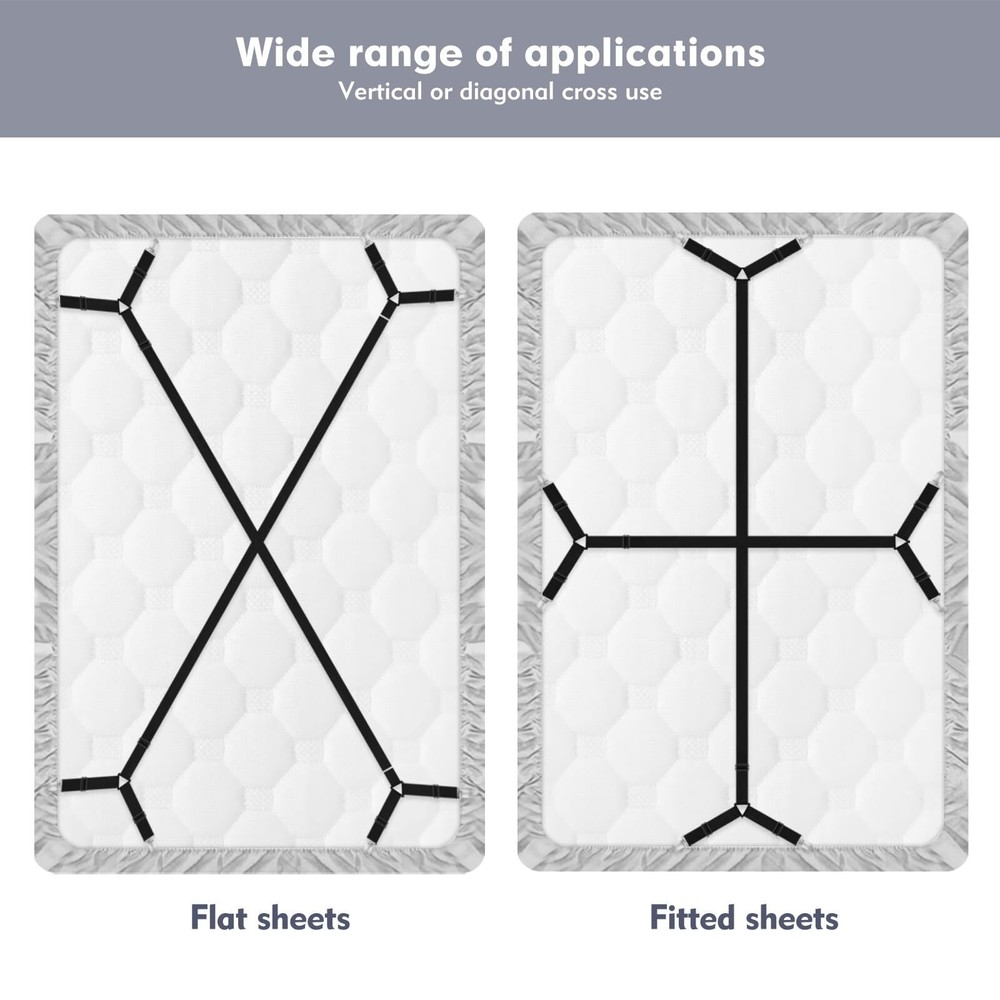 Bed Sheet Straps Adjustable Fitted Sheet Clips Keeping Sheets Place Heavy Duty