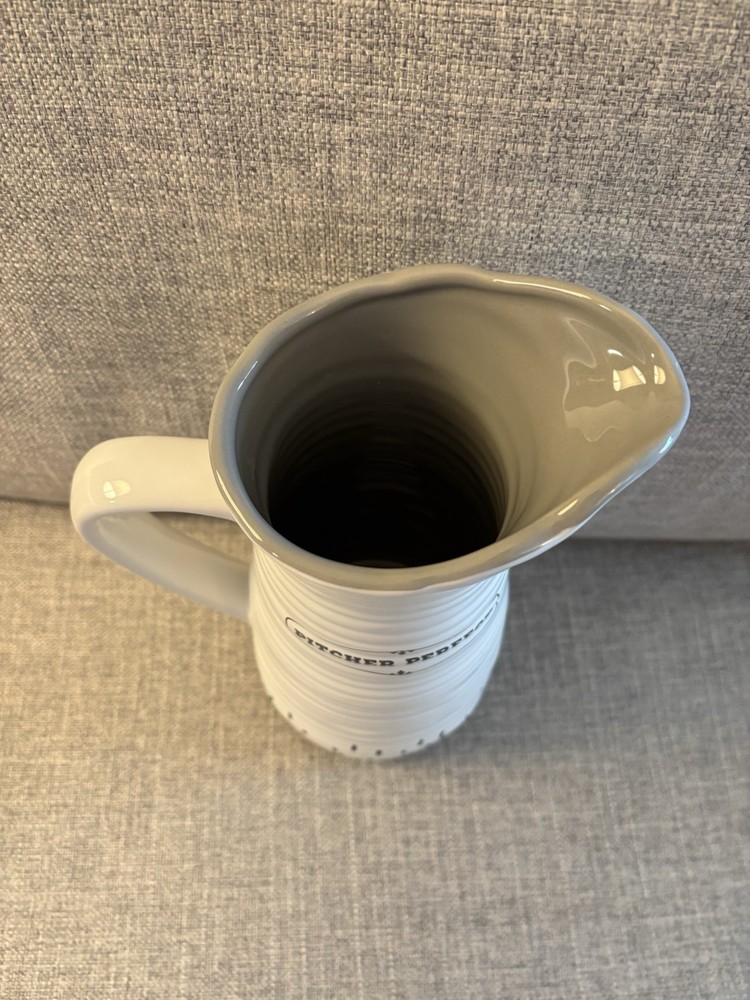 Floor 9 Pitcher White and Black with a Grey interior