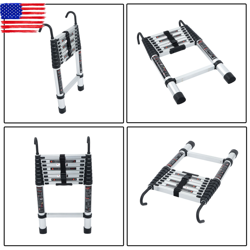 8.5 FT Folding Aluminum Telescoping Ladder Telescopic Multi Purpose 330 Lbs