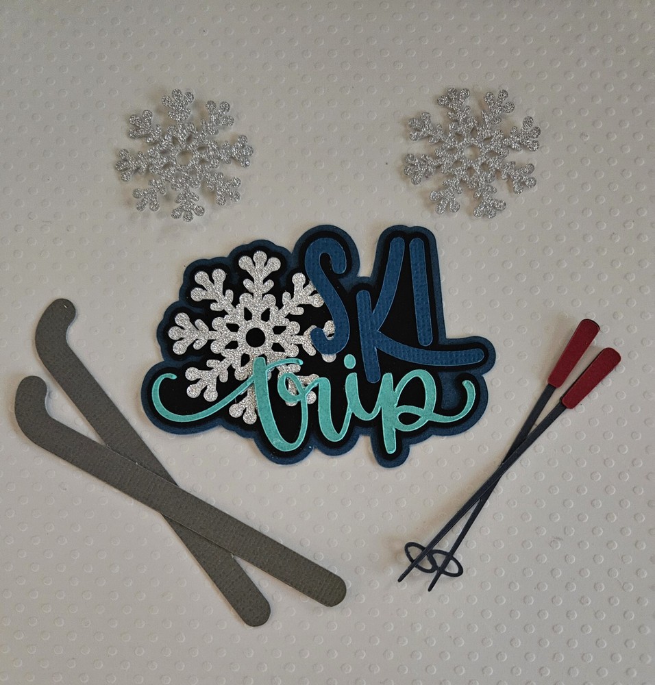 Ski Trip Title Set. Scrapbook, Card Making Paper Piecing