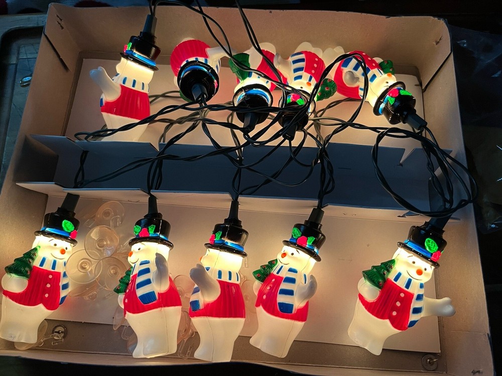 Vintage Snowman Lights 10 String Winter Holiday