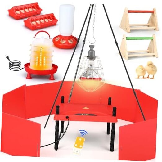 9 Pack Winter Chicken Brooder Box Starter with Heating Plate and 75w Heat