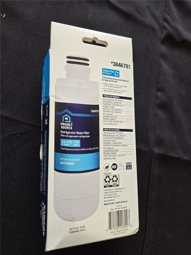 = Project Source Refrigerator Water Filter 2 PK Model LT1000P Model 108509