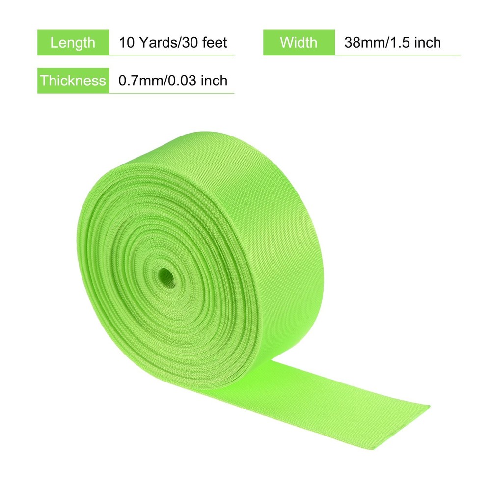 Flat Nylon Webbing Strap 1.5 Inch 10 Yards Bright Green for Backpack