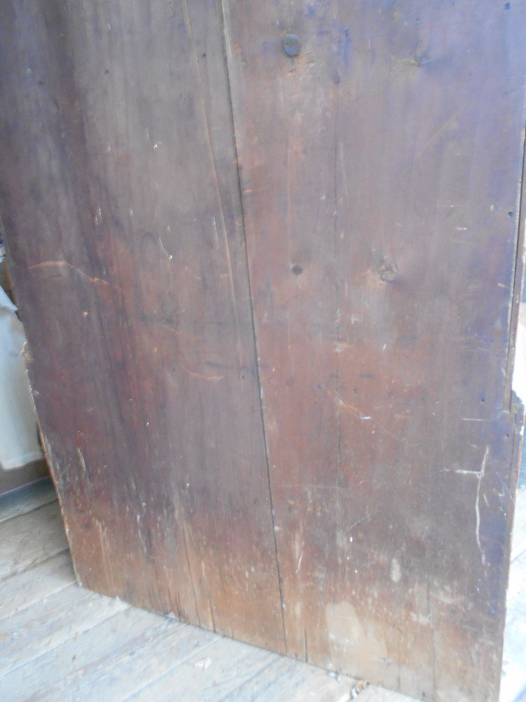 ANTIQUE PAINTED COUNTRY PINE STEPBACK DROP FRONT DESK AND BOOKCASE