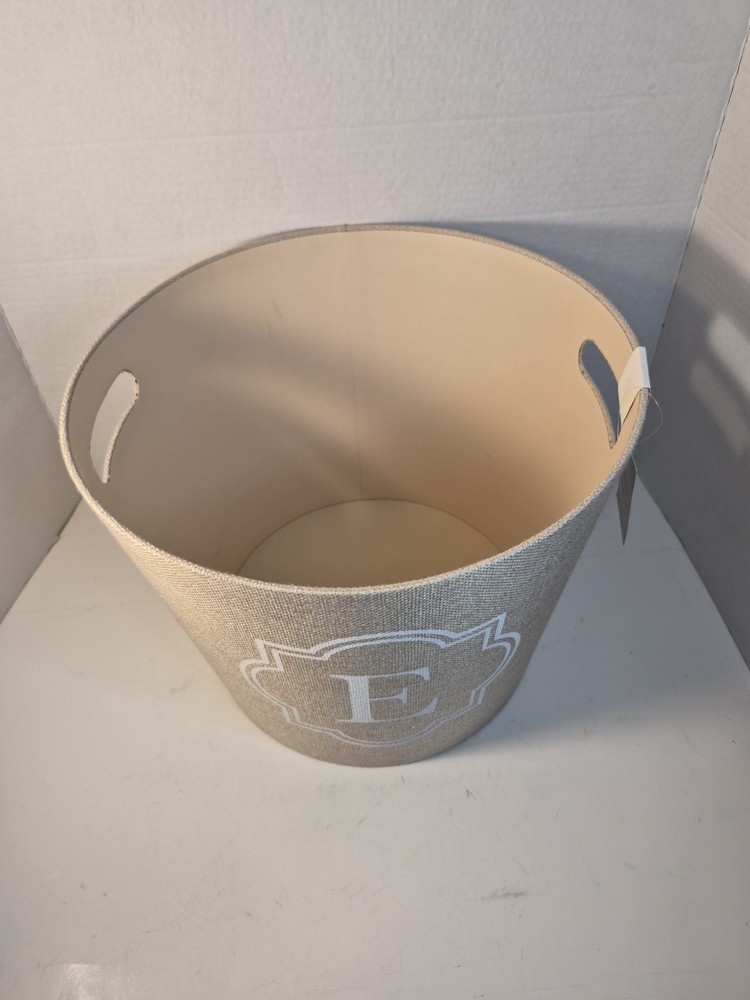 Stitched Monogram "E" Burlap Storage Bin B23