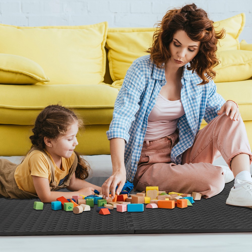 Puzzle Exercise Mat Interlocking Foam Gym Flooring Mat 24 Tile 3/4'' Extra Thick