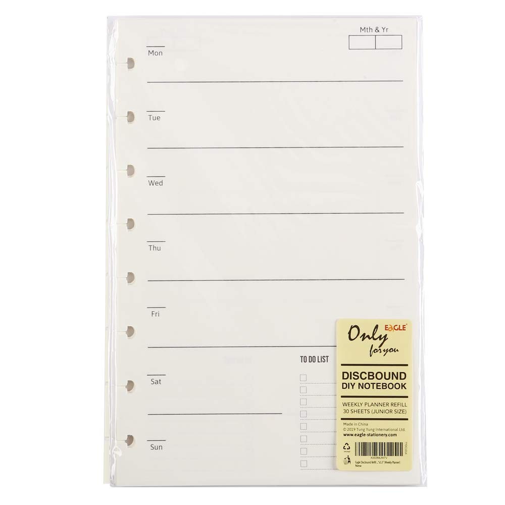 Eagle Discbound Refill Paper, Inner Core, Planner Refills, Weekly