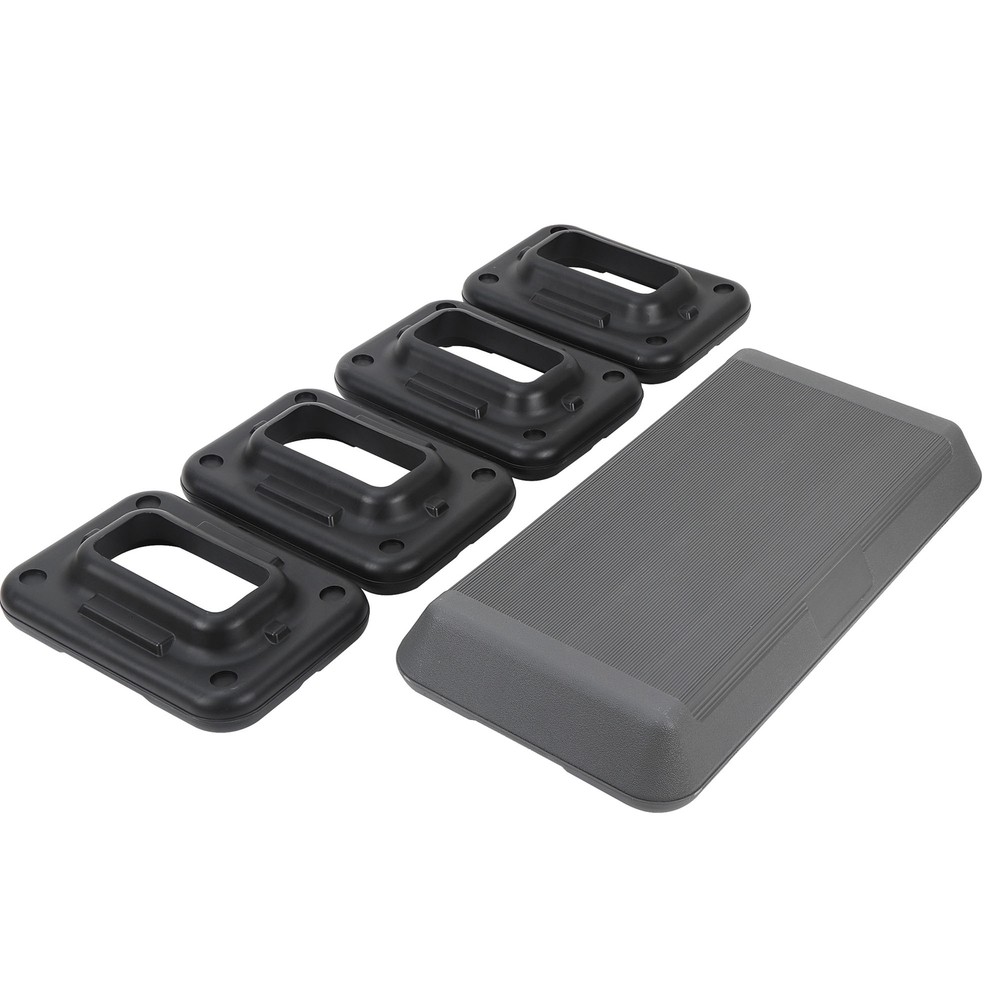 28'' Aerobic Step Platform Exercise Workout Stepper Non-Slip Surface W/4 Risers