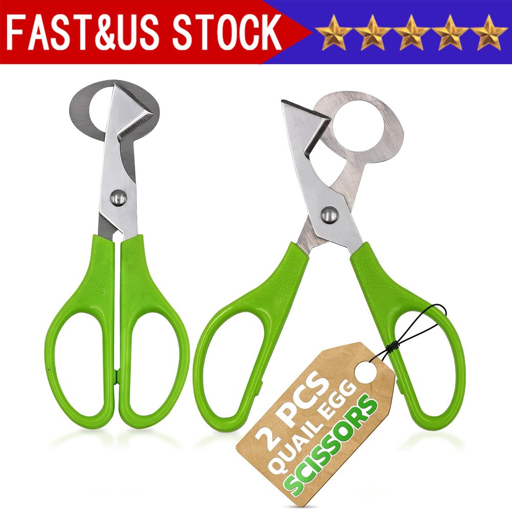 2Pcs Quail Egg Roast egg scissors Cutter Scissors Kitchen Egg Shears Tool(Green)