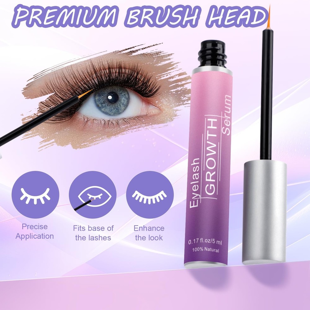 Eyelash Growth for Longer Fuller Thicker Lashes & Brows, Premium Lash Boost E...