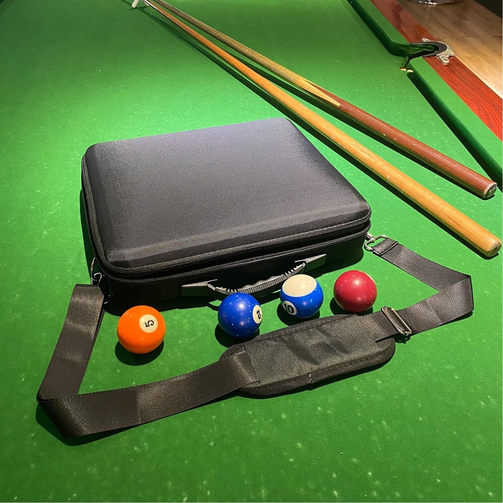 UISKOOPW Pool Balls Carrying Case, Hard Billiard Case with Rectangle, Black