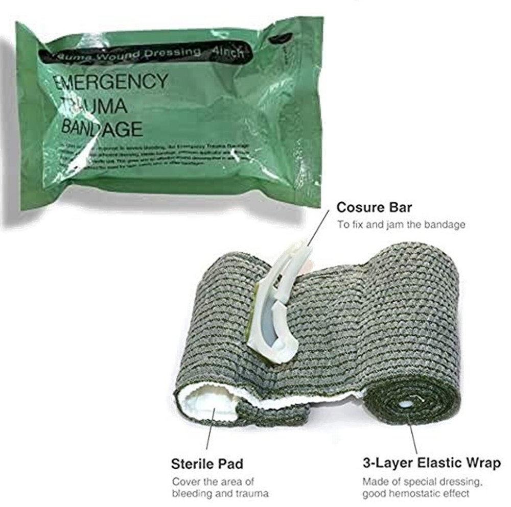 5 PACK 4" Trauma Compression Bandage Emergency Battle Wound Dressing First Aid