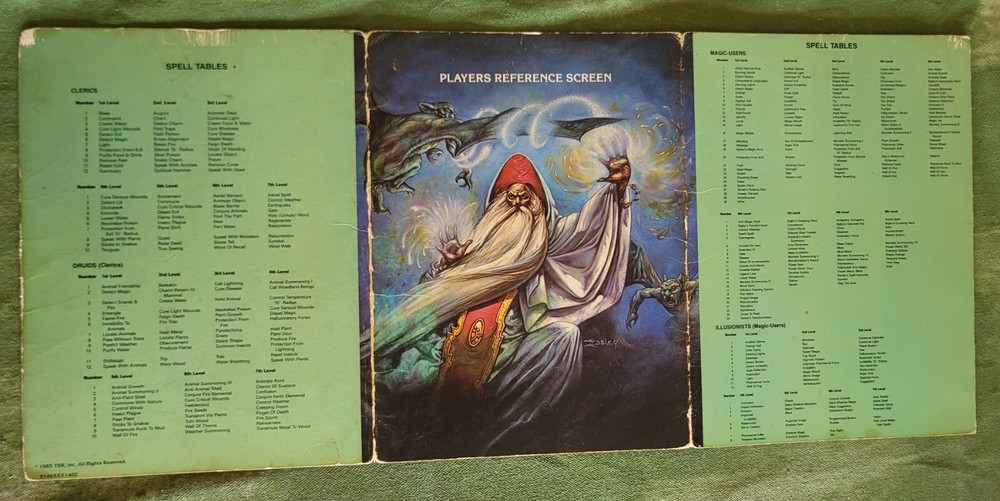 Advanced Dungeons & Dragons: Player's Reference Screen D&D 1985 TSR 9146XXX1402