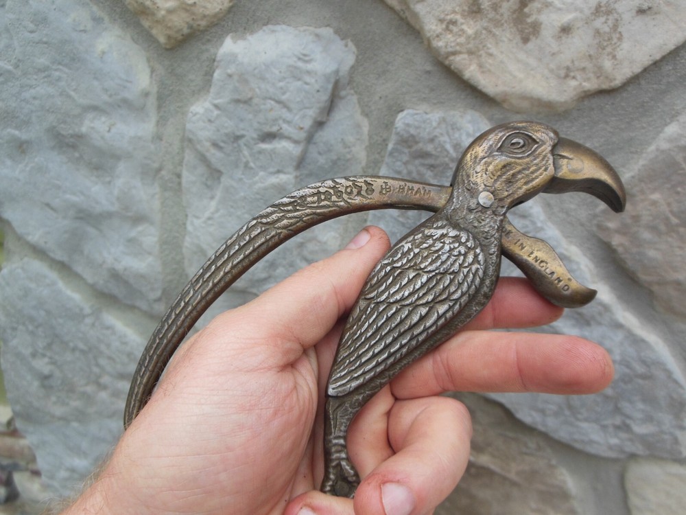 Rare Antique Figural Parrot Bird Brass Nutcracker Made in England