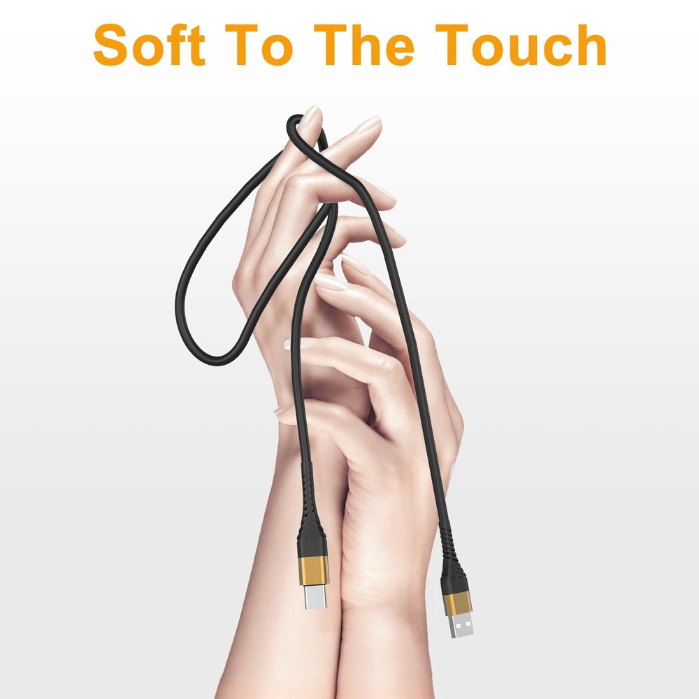 USB Type C Charger Cable Fast Charging 10ft,Extra Long 2Pack 10ft, Gold