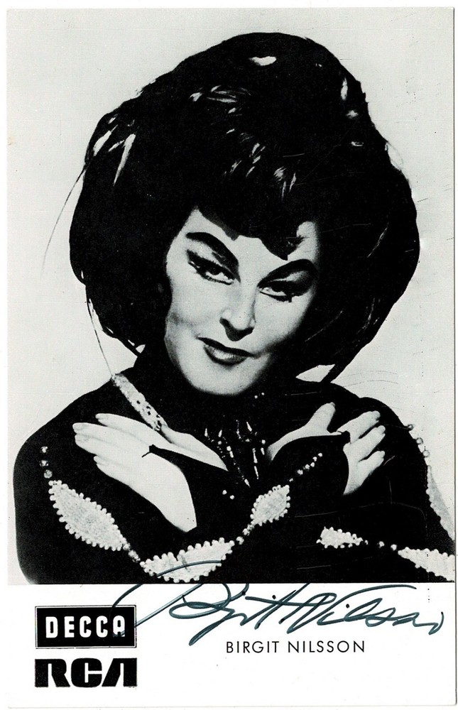 Birgit Nilsson Autograph on Photo Postcard 1970s CoA