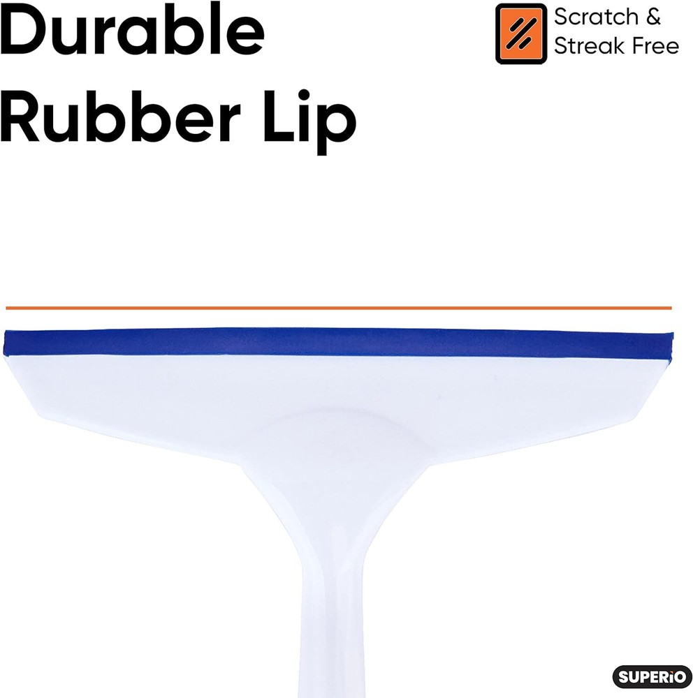 Superio 6" Window Rubber Squeegee with Hanging Loop, Blue