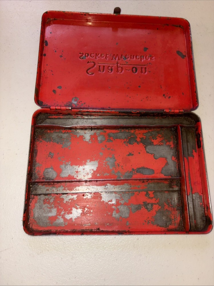 Vintage SNAP-ON Red Metal Tool Box Case for 1/4" Drive Socket Set EMPTY
