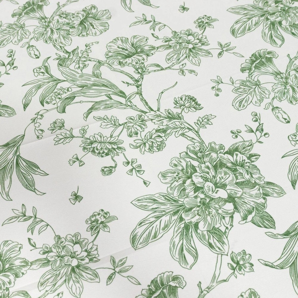 WHITE DUSTY SAGE 90" x 132" French Toile Polyester Rectangular Tablecloth