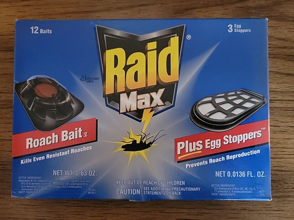 Raid Double Control 12 Small Roach Baits + 3 Egg Stoppers Kills & Sterilizes