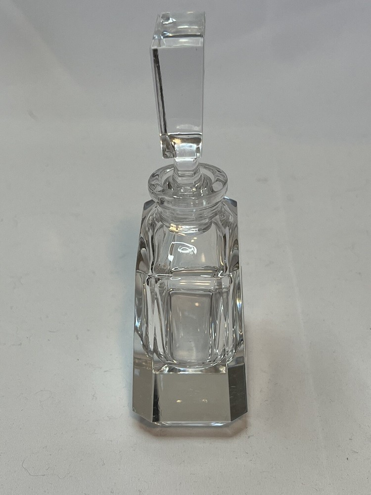 Vintage Oneida Rectangular Perfume Bottle Hand Cut And Blown KOREA Clear Crystal