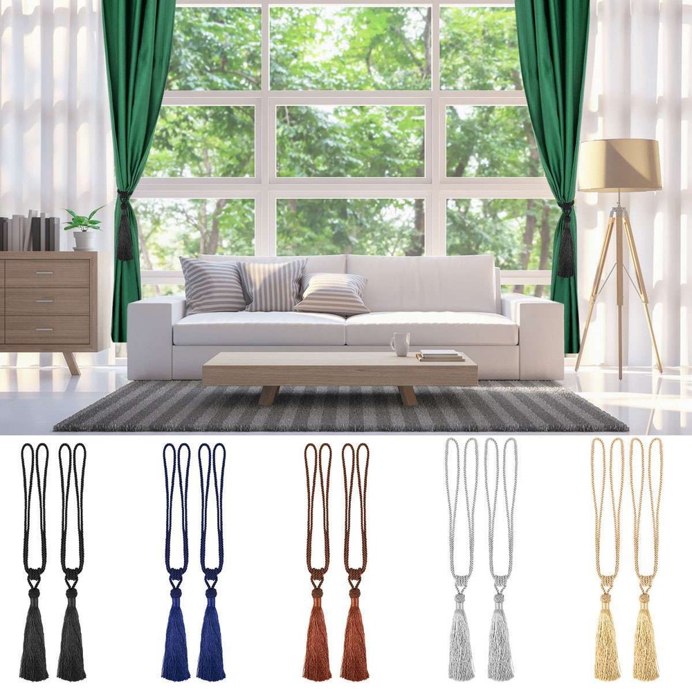2/4Pcs Curtain Tassel Tiebacks Durable Window Tie backs Rope Holdbacks Window US